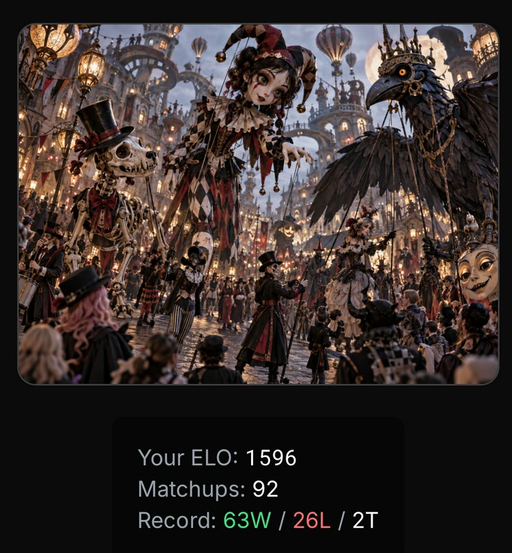 Giant harlequin, skeleton hound, and crowned raven marionettes parade through a misty steampunk carnival at dusk