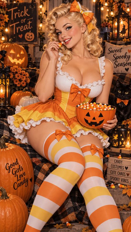 Halloween candy and treat themed pinups 