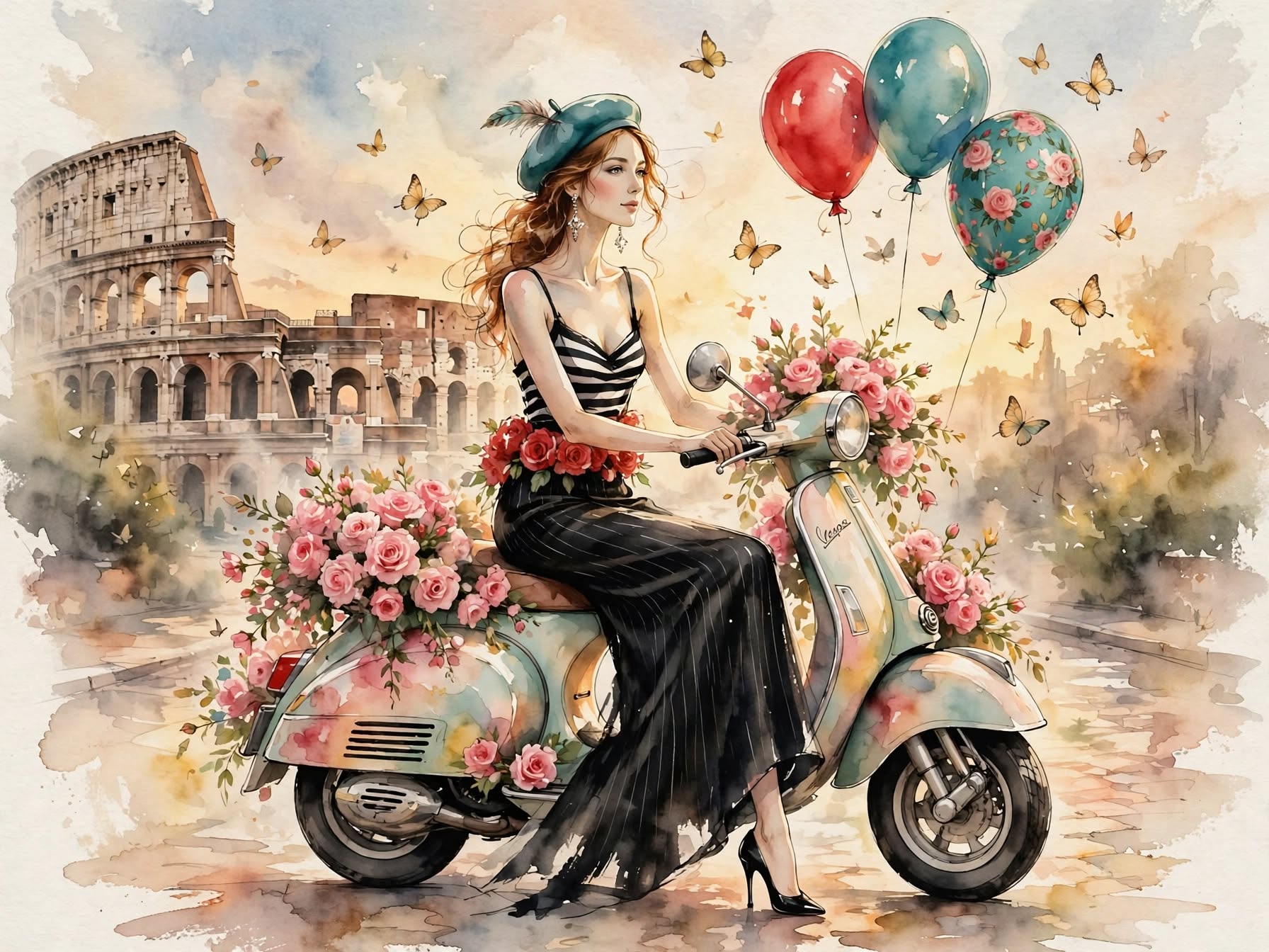 Elegant red-haired woman seated — AI art by @NielsCarlsen | BudgetPixel
