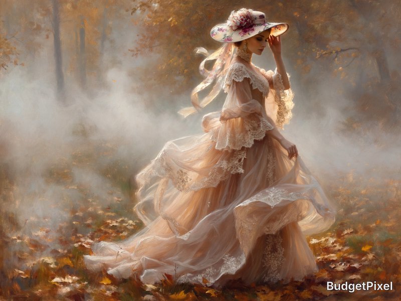 painterly digital painting, a beautiful exotic busty 1woman wearing a elegant haut coutur floral motif, hat and slinky decollete gown of billowing sheer organza and fine lace, decolletage, filigree, splendor in the autumn mist, by Alexander Kucharsky, beautiful portrait oil painting, thick impasto gouache texture, beautiful portrait, elegant fashion model, elegant young sexy sensual, style of Laura Sava,, digital painting in the style of Ilya Kuvshinov with painterly brush strokes, in the style of Ilya Kuvshinov, world-class painterly masterpiece.

Overall, it's an absolute world-class masterpiece painterly digital painting. It's an aesthetically pleasing painterly digital painting with impeccable attention to detail and impressive composition.