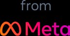 Close-up of "from Meta" branding featuring Meta's gradient infinity logo, set against a solid bla...