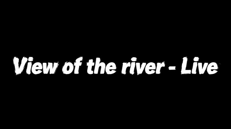 White brush-style text reading "View of the river - Live" centered on a solid black background