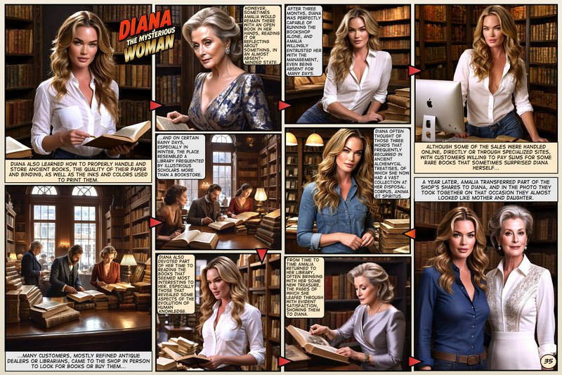 Sequential comic page for 'Diana the Mysterious Woman' following the title character's journey wo...