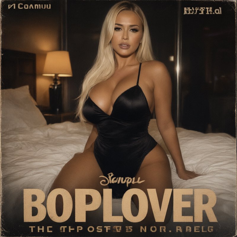 Vintage album cover showing a blonde woman in a black satin bodysuit seated on a plush bed