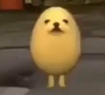 Cute yellow chick-like cartoon character standing upright with a simple face.