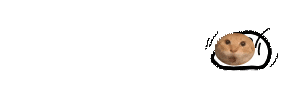 Cute hamster peeking from a white circle on a black background.