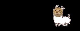 Absurd hybrid meme with a photorealistic orange cat head attached to a hand-drawn llama body on a...