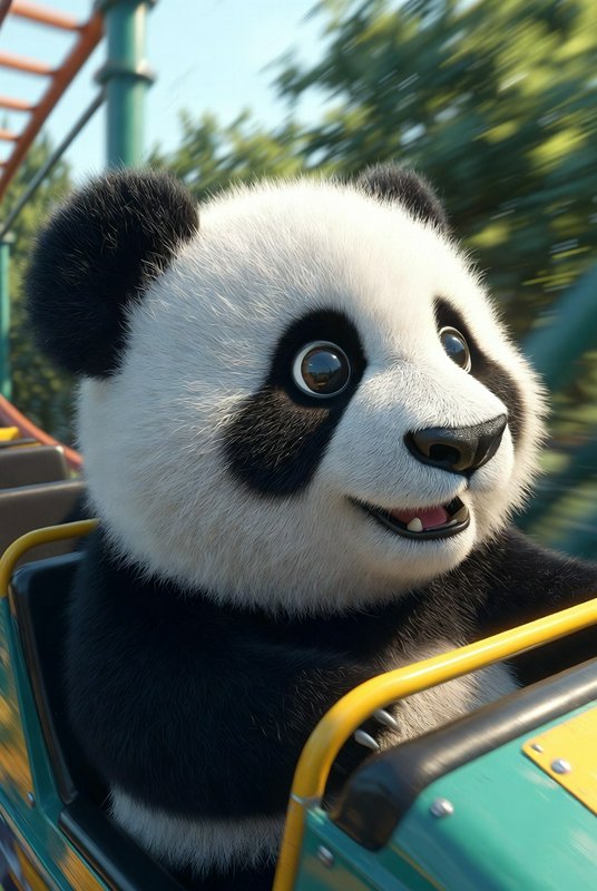 A cheerful panda character rides a bright amusemen | daveron85 on ...