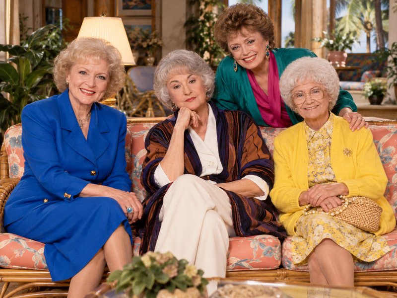 The four lead cast members of The Golden Girls pose for a classic promotional shot on their show'...