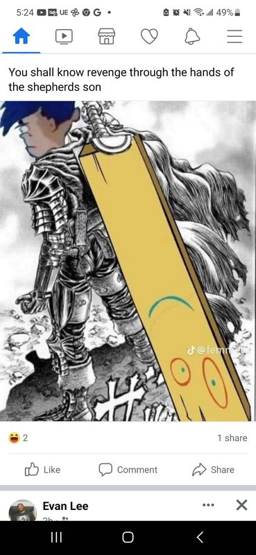 Black-and-white fantasy knight in armor with a large yellow sword/shield slung over the shoulder.