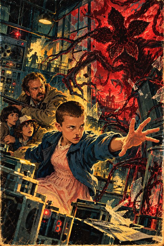Stranger Things Eleven uses telekinesis to fight a Demogorgon alongside Hopper and the gang in a ...