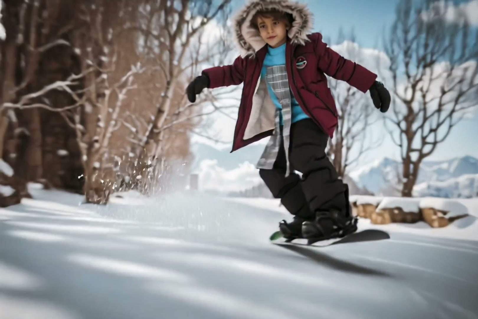 Snowboarding AI video effect — example frame