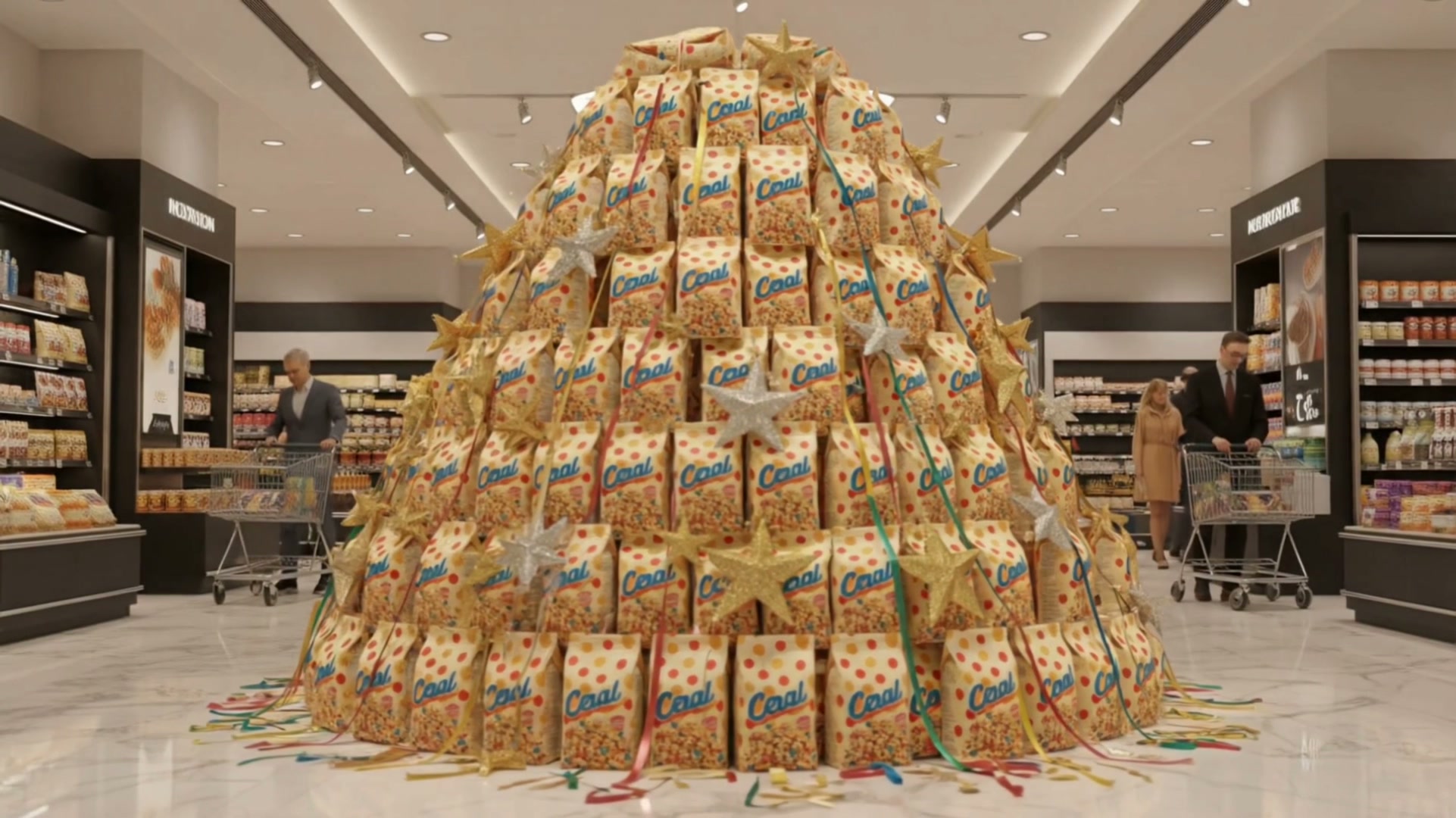 Supermarket AD AI video effect — example frame