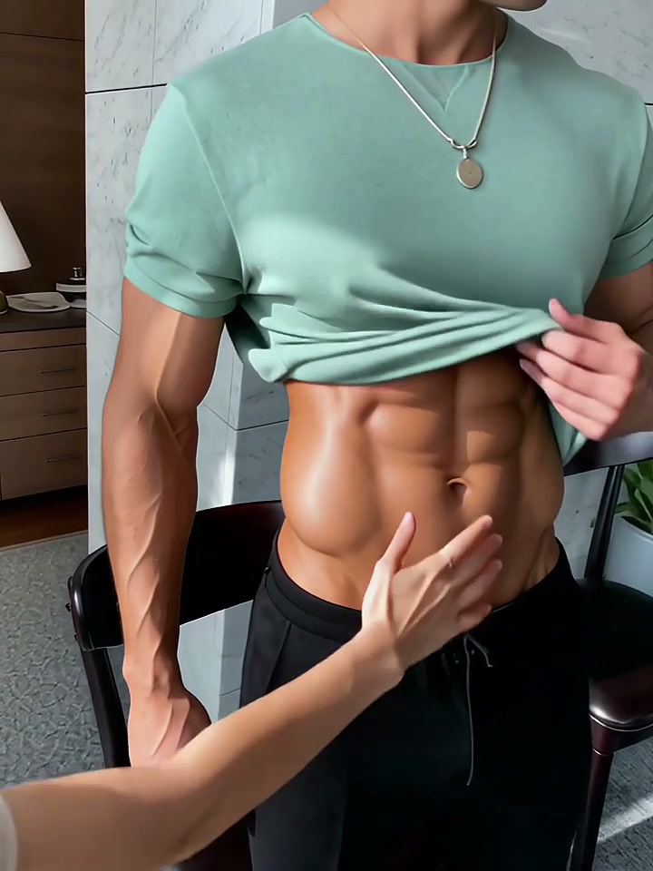Come Feel My Abs AI video effect — example frame