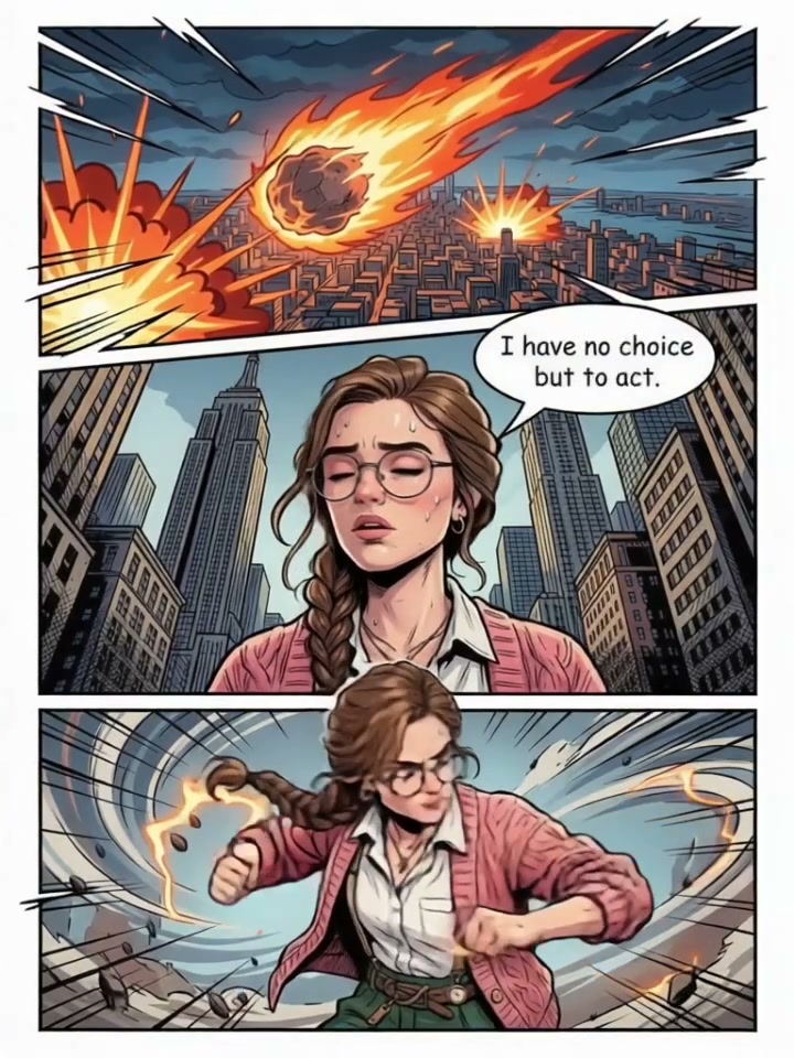 Comic Hero in Action AI video effect — example frame