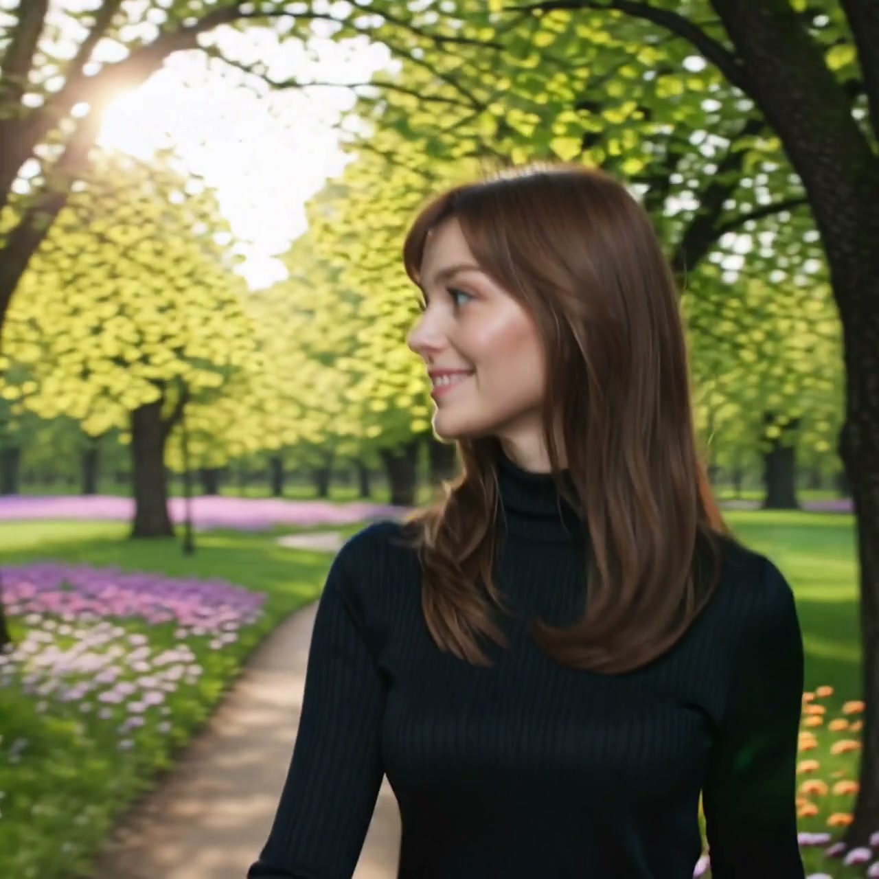 Spring Park Walk AI video effect — example frame