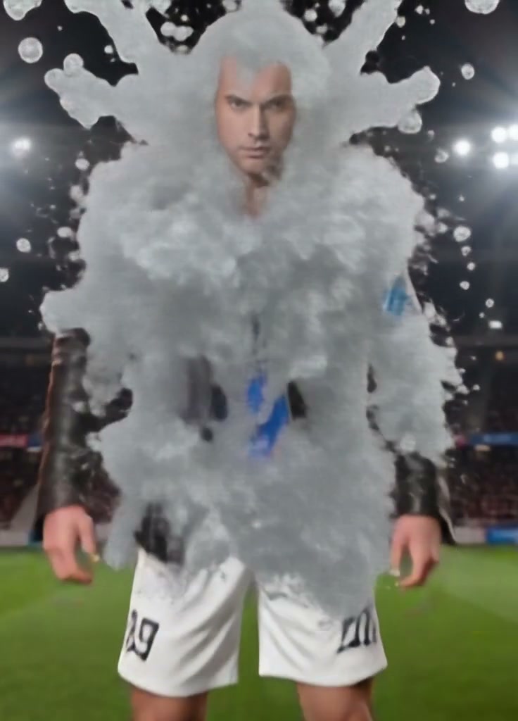 LIQUID SOCCER MORPH AI video effect — example frame